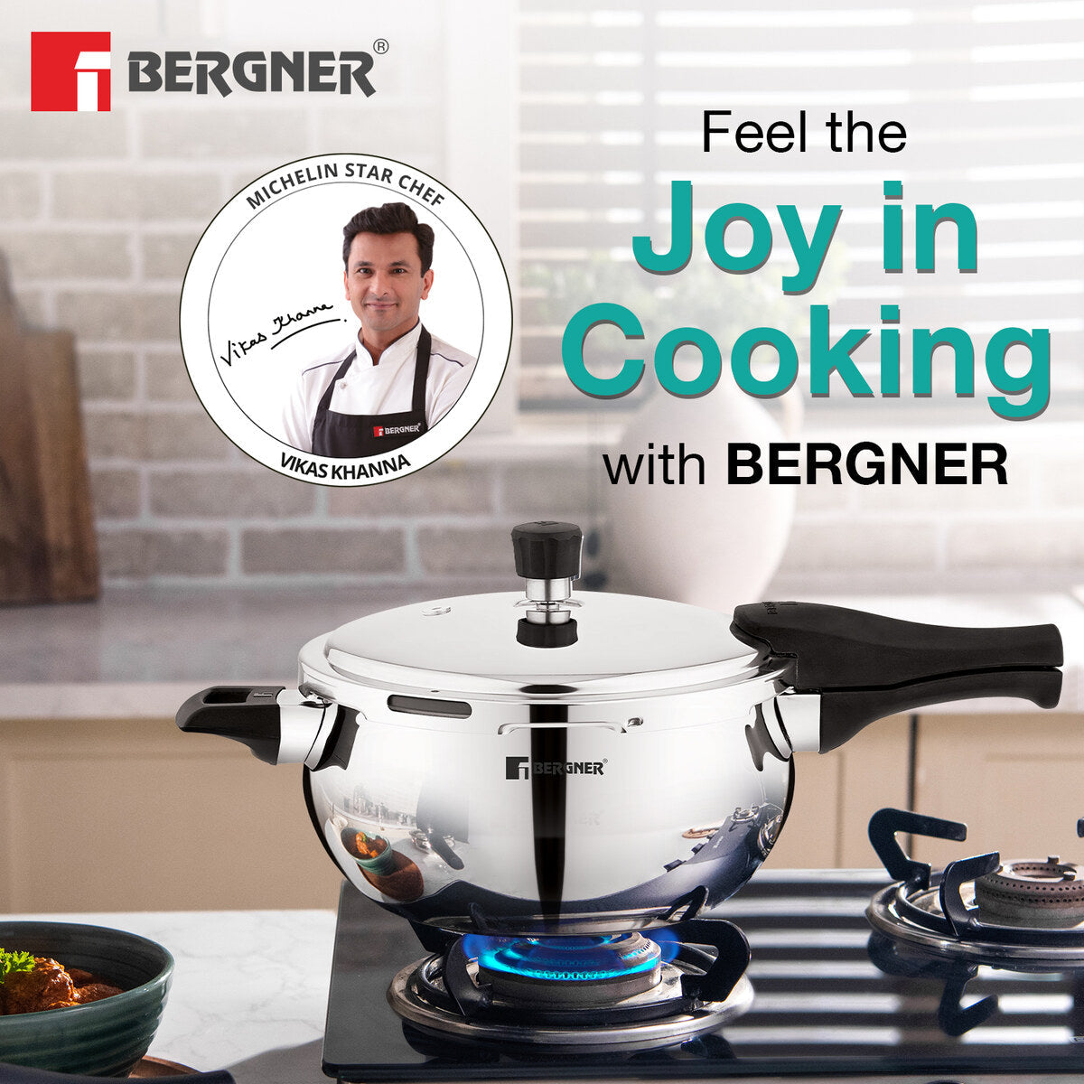 Bergner Argent Paarth Tri-Ply Stainless Steel Outer Lid Pressure Cooker