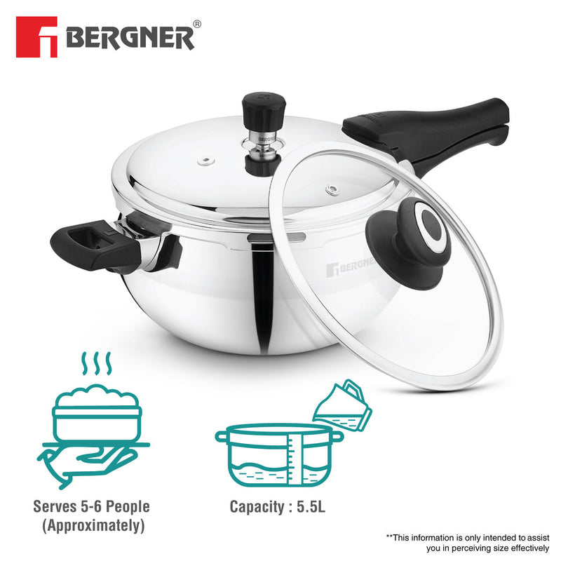 Bergner Argent Paarth Tri-Ply Stainless Steel Outer Lid Pressure Cooker