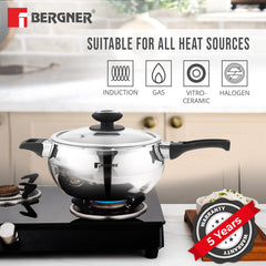 Bergner Argent Paarth Tri-Ply Stainless Steel Outer Lid Pressure Cooker