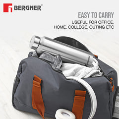 Bergner Walking Stainless Steel 1000ml Water Bottle, Rustproof, Airtight and Leakproof - Silver