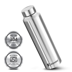 Bergner Walking Stainless Steel 1000ml Water Bottle, Rustproof, Airtight and Leakproof - Silver