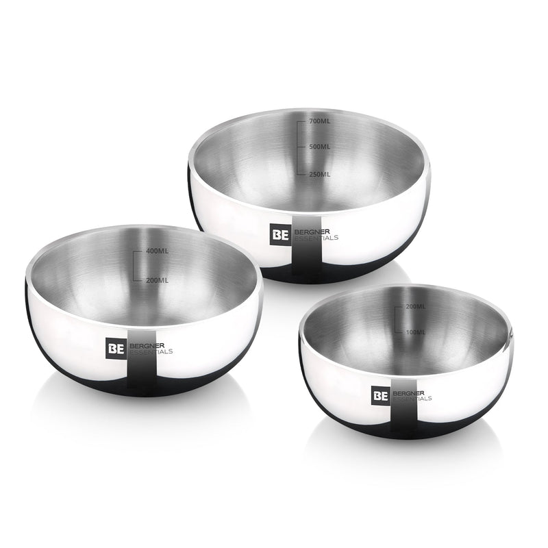 Bergner BE Essentials TriPly Stainless Steel 3 Pcs Mini Tasra Set