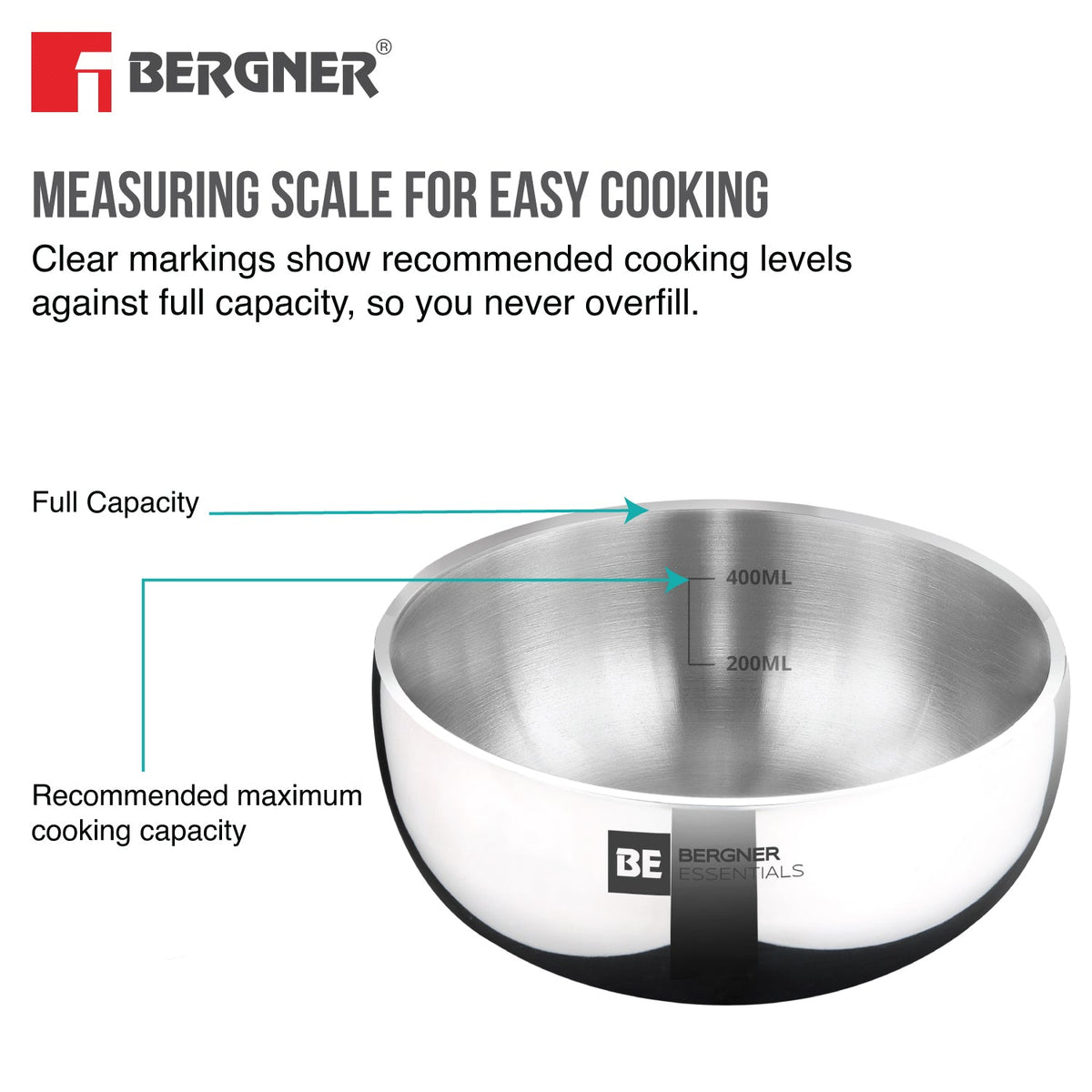 Bergner BE Essentials TriPly Stainless Steel 3 Pcs Mini Tasra Set