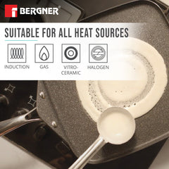 Bergner Argent Samsara Tri-Ply Stainless Steel 27cm Square Multi Tawa - Induction Bottom