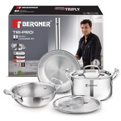 Bergner TriPro 5 Pcs Tri-Ply Stainless Steel Cookware Set