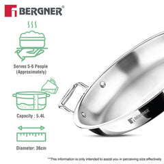 Bergner Argent Samsara Triply Jalebi Pan 36cm (5.4L)