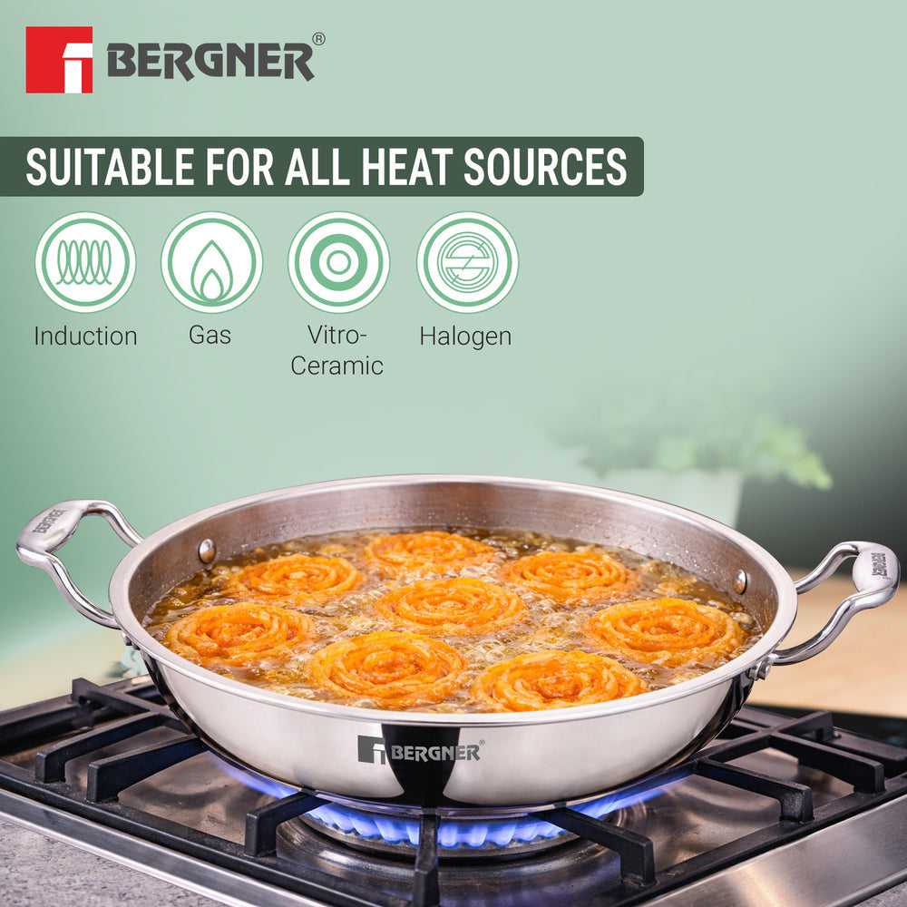 Bergner Argent Samsara Triply Jalebi Pan 36cm (5.4L)
