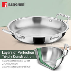 Bergner Argent Samsara Triply Jalebi Pan 28cm (3L)