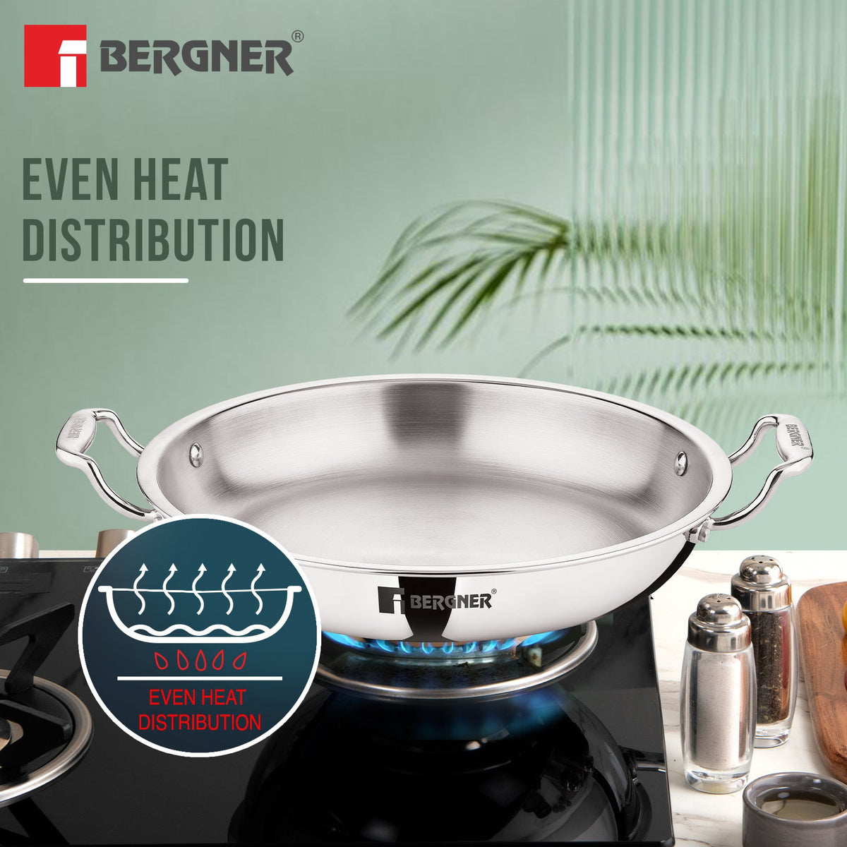 Bergner Argent Samsara Triply Jalebi Pan 32cm (4L)