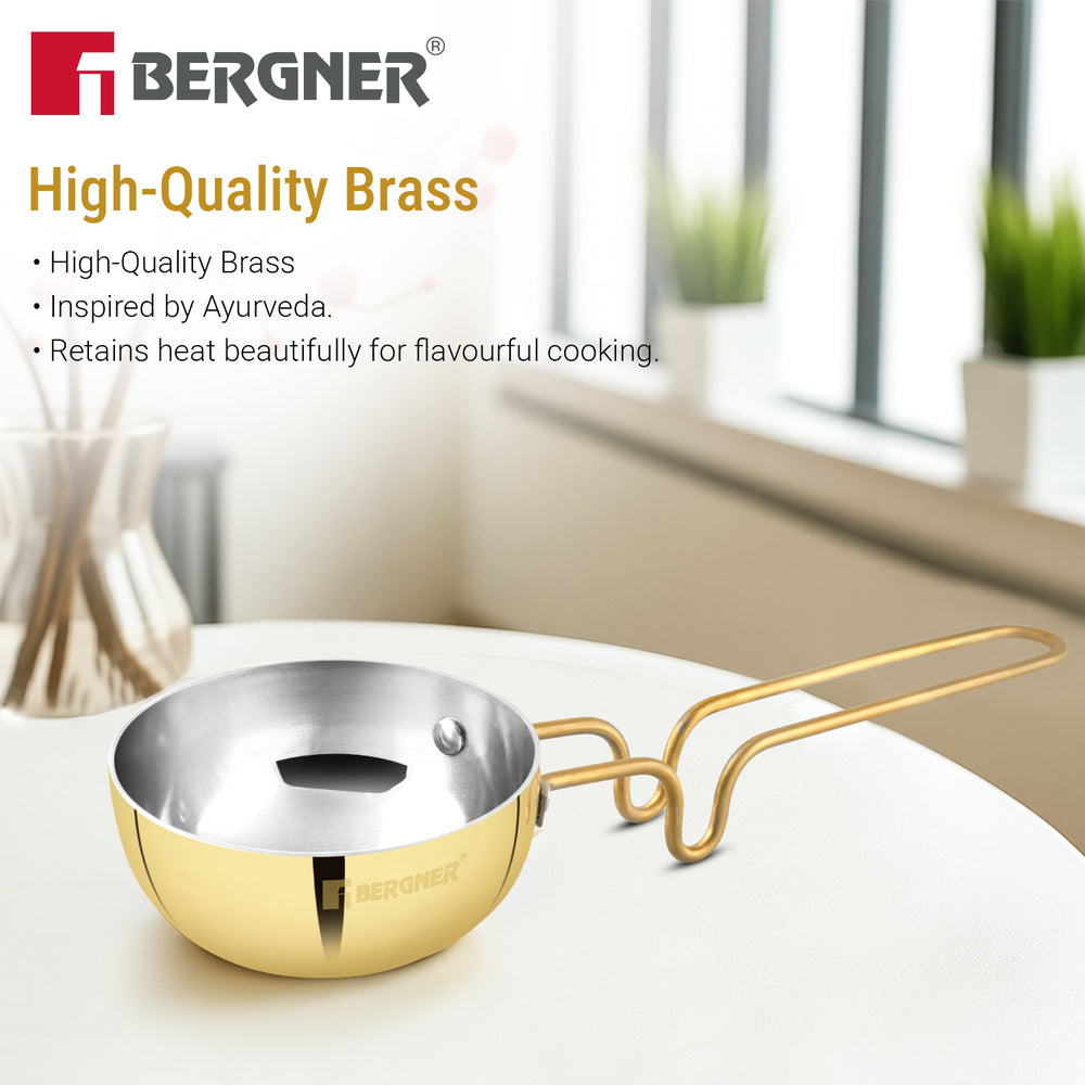 Bergner Peetlam 12cm Tadka Pan, Traditional Brass Tin (Kalai) Coated
