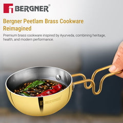 Bergner Peetlam 12cm Tadka Pan, Traditional Brass Tin (Kalai) Coated