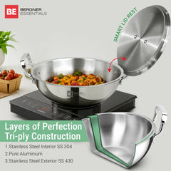 Bergner Tripro 3 Pcs Triply Cookware Set - Induction Bottom