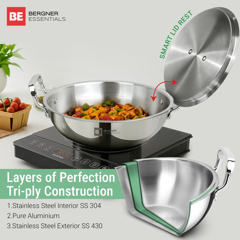 Bergner Tripro 3 Pcs Triply Cookware Set - Induction Bottom