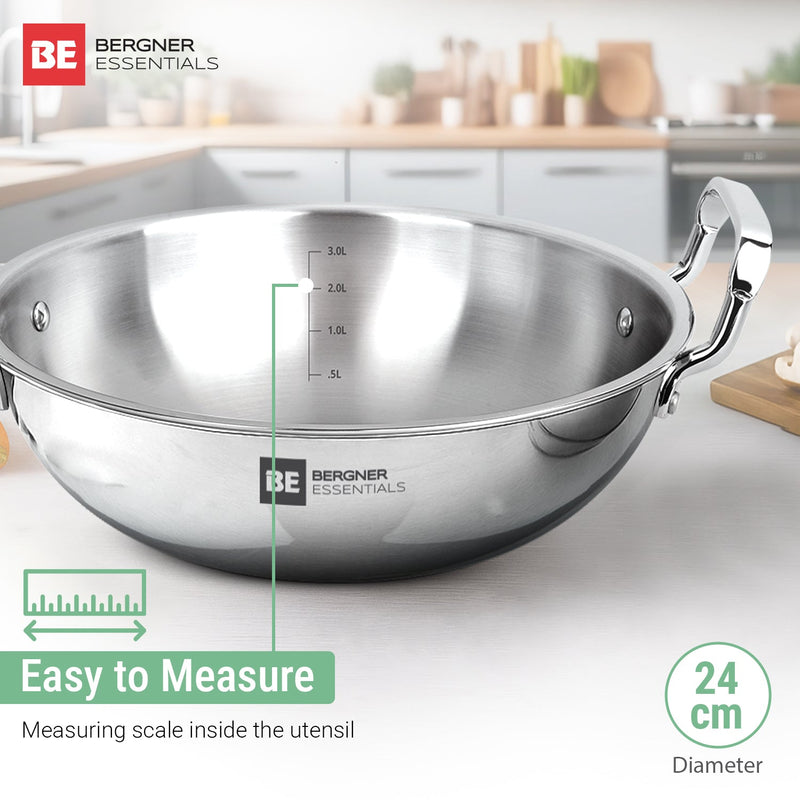 Bergner Tripro 3 Pcs Triply Cookware Set - Induction Bottom