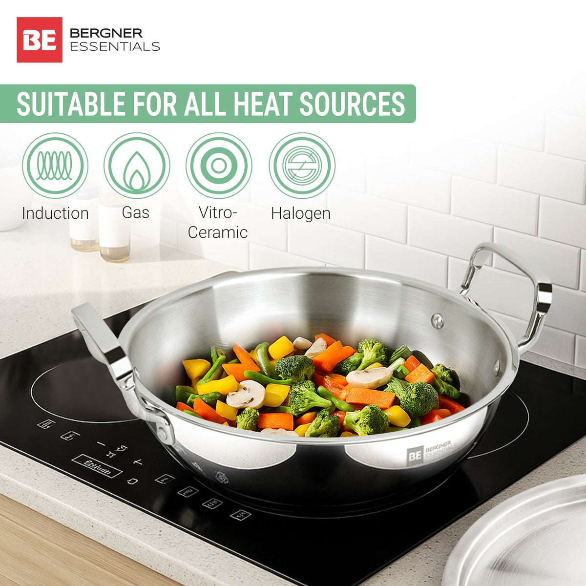 Bergner Tripro 3 Pcs Triply Cookware Set - Induction Bottom