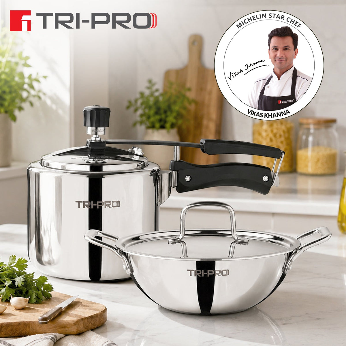 Bergner TriPro Triply Cookware Set 3 Pcs