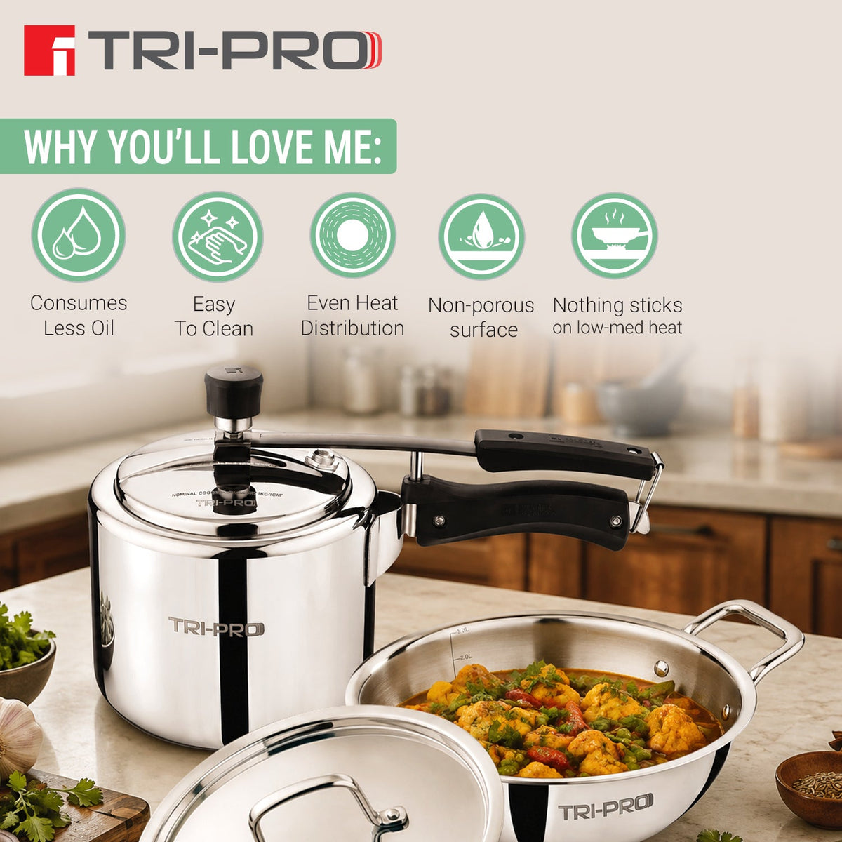 Bergner TriPro Triply Cookware Set 3 Pcs