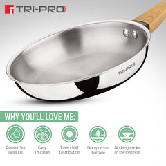 Bergner TriPro 4Pc Cookware Set Triply Wooden Soft Touch Handle