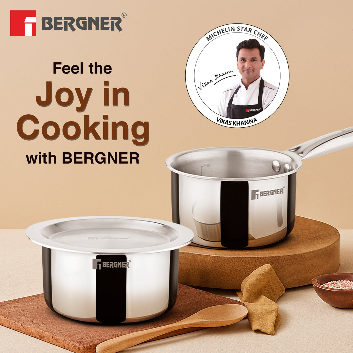 Bergner TriPro Triply Stainless Steel 3 Pcs Cookware Set