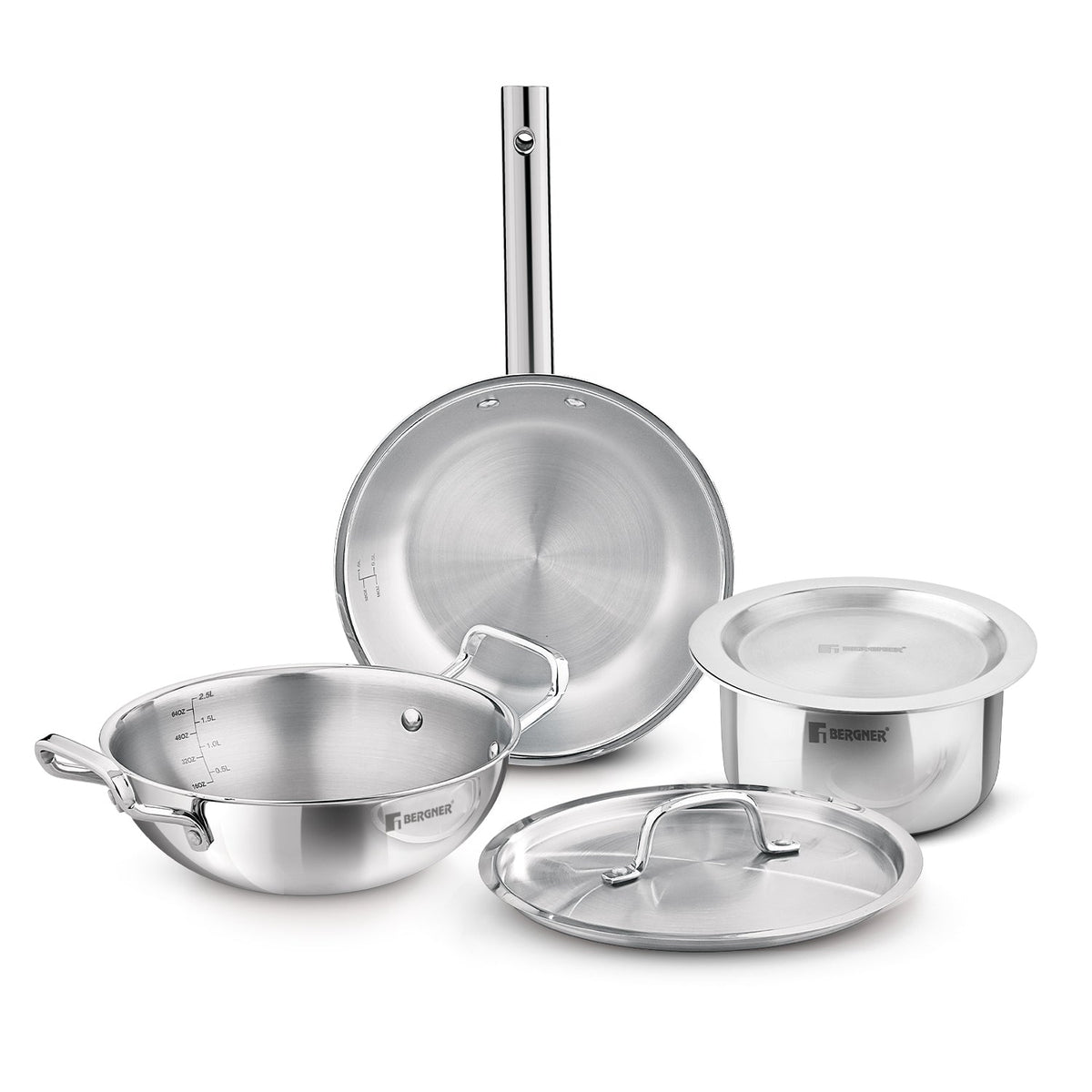 Bergner Tripro Triply 5 Pcs Cookware Set - Induction Bottom
