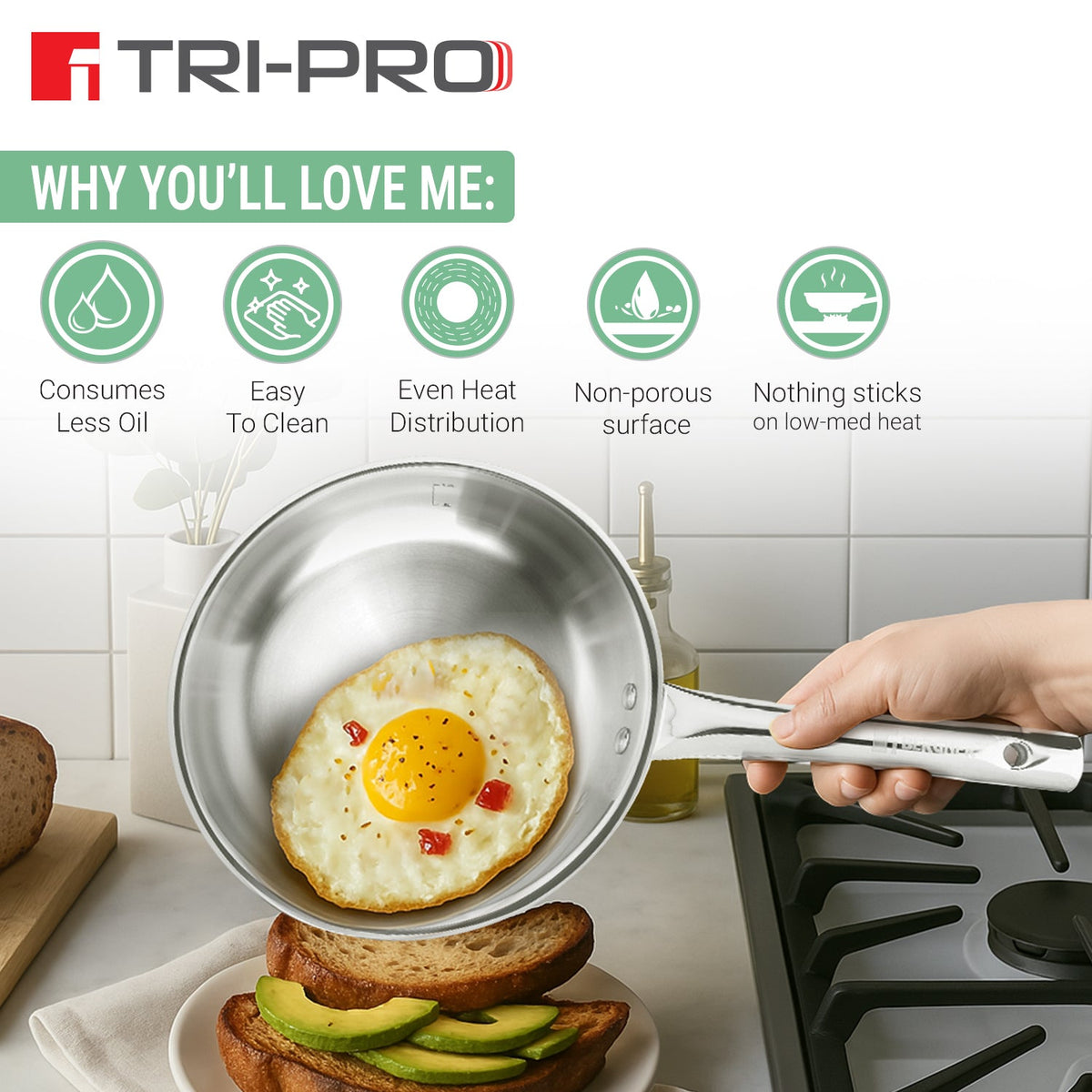 Bergner Tripro Triply 5 Pcs Cookware Set - Induction Bottom