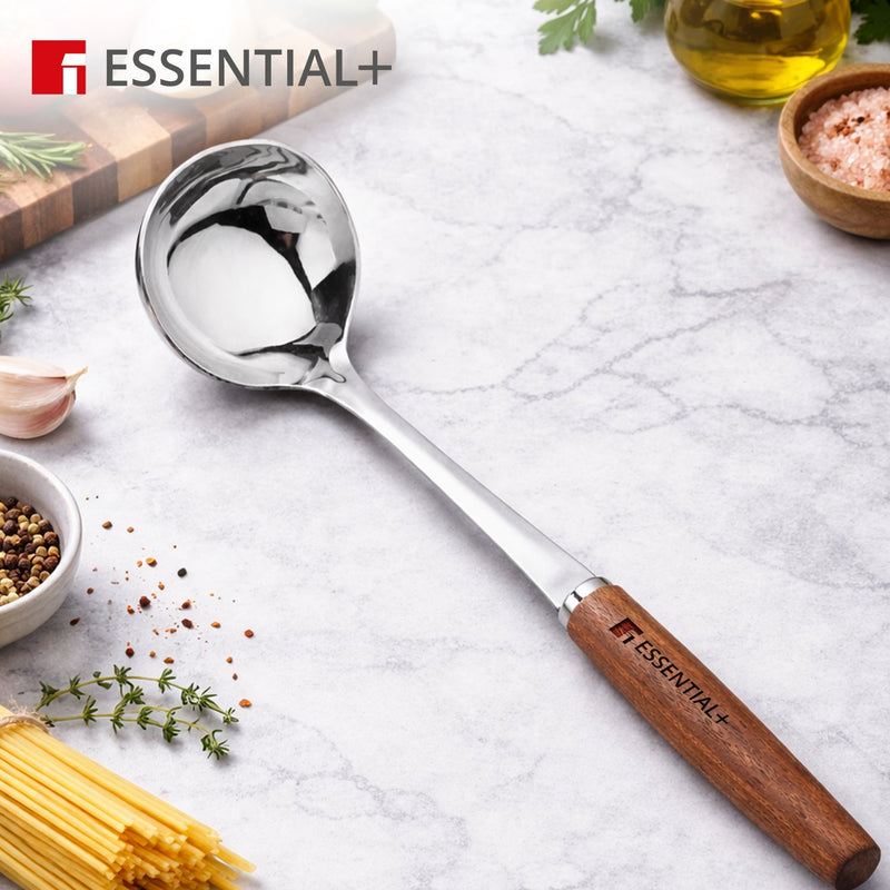 Bergner Essential Plus Stainless Steel 32cm Ladle with Wooden Handle