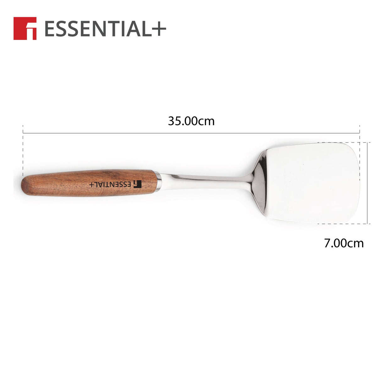 Bergner Essential Plus Stainless Steel 34cm Solid Turner with Wooden Handle