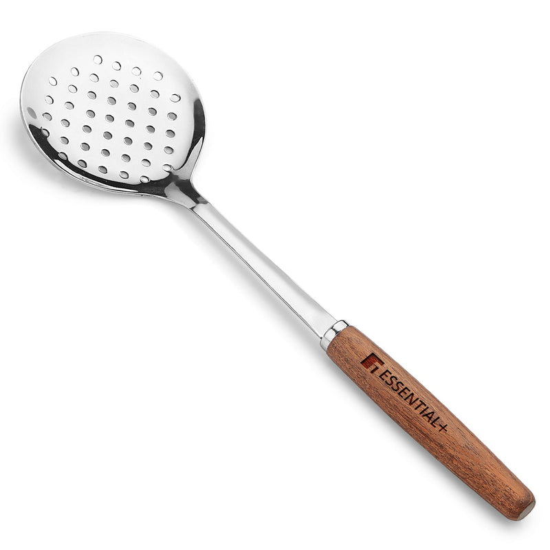 Bergner Essential Plus Stainless Steel 34cm Skimmer with Wooden Handle