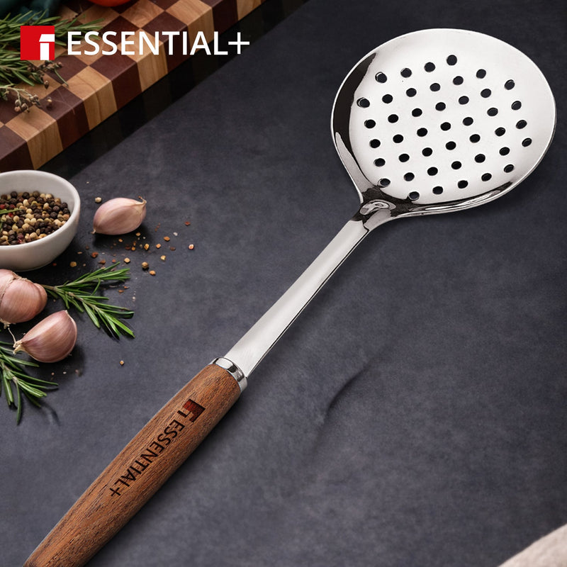 Bergner Essential Plus Stainless Steel 34cm Skimmer with Wooden Handle