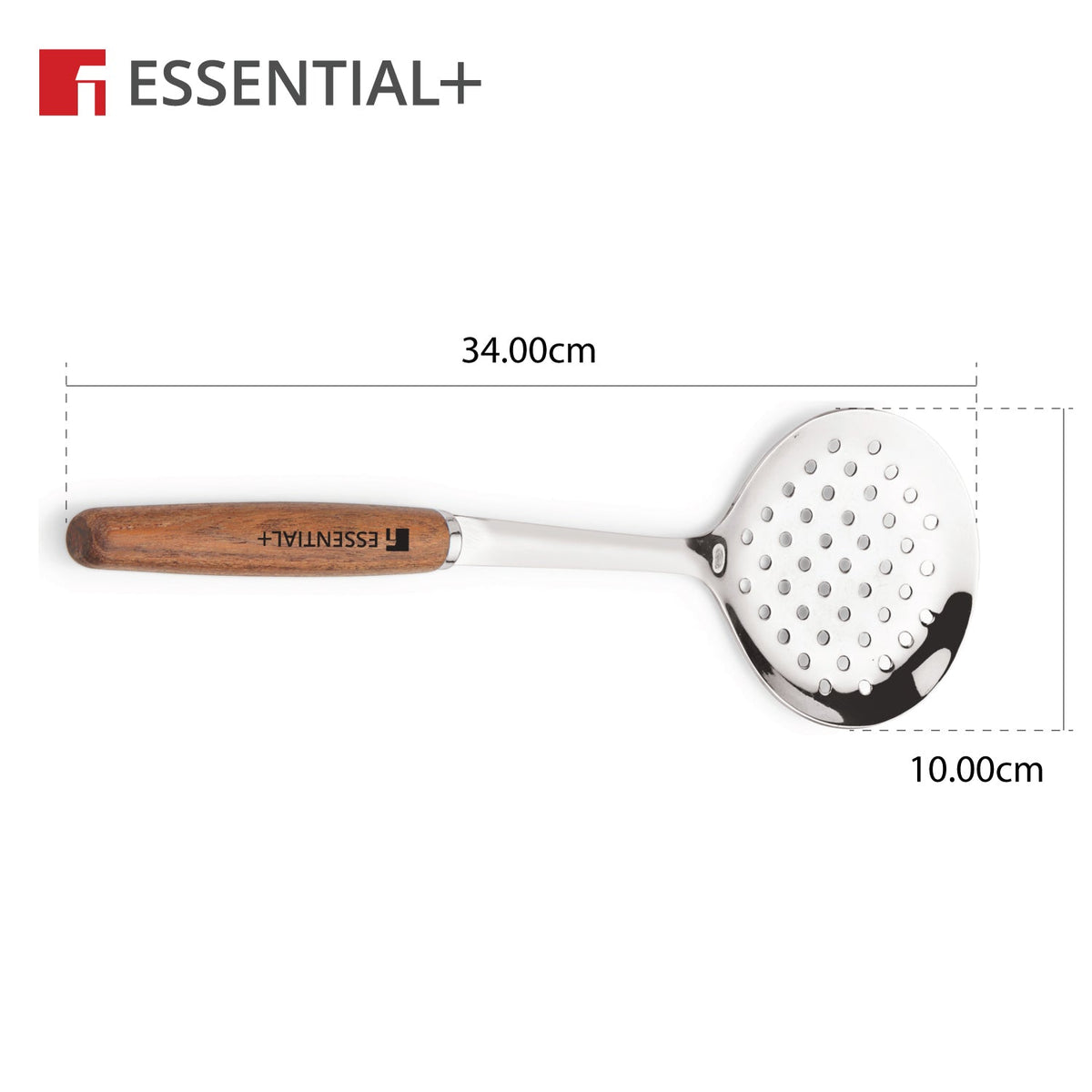 Bergner Essential Plus Stainless Steel 34cm Skimmer with Wooden Handle