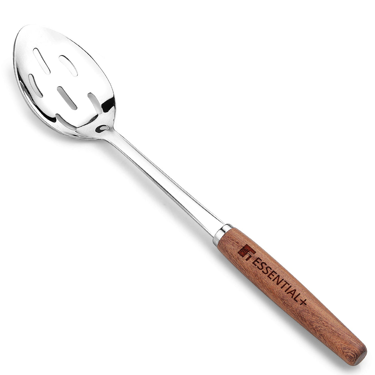 Bergner Essential Plus Stainless Steel 34cm Slotted Spoon with Wooden Handle