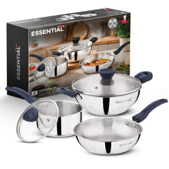 Bergner Essential Plus Stainless Steel 5 Pcs Cookware Set | Induction Compatible