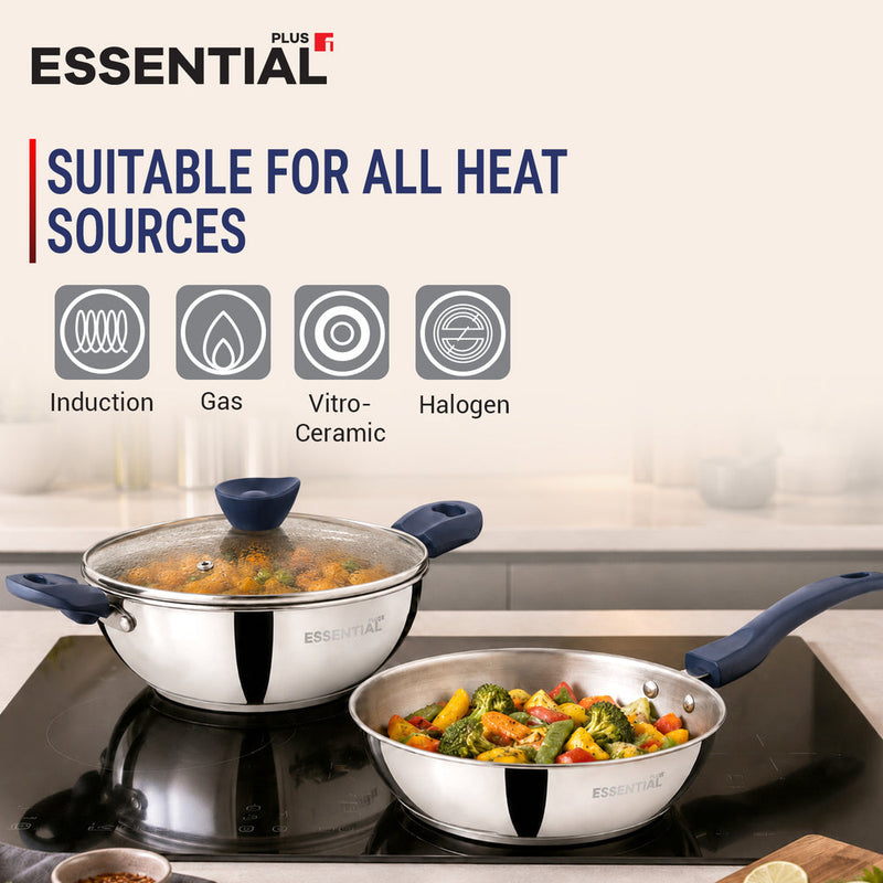 Bergner Essential Plus Stainless Steel 5 Pcs Cookware Set | Induction Compatible