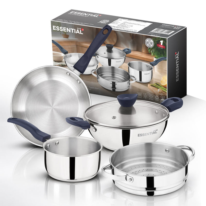 Bergner Essential Plus Stainless Steel 5 Pcs Cookware Set | Induction Compatible