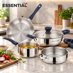 Bergner Essential Plus Stainless Steel 5 Pcs Cookware Set | Induction Compatible