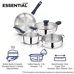 Bergner Essential Plus Stainless Steel 5 Pcs Cookware Set | Induction Compatible