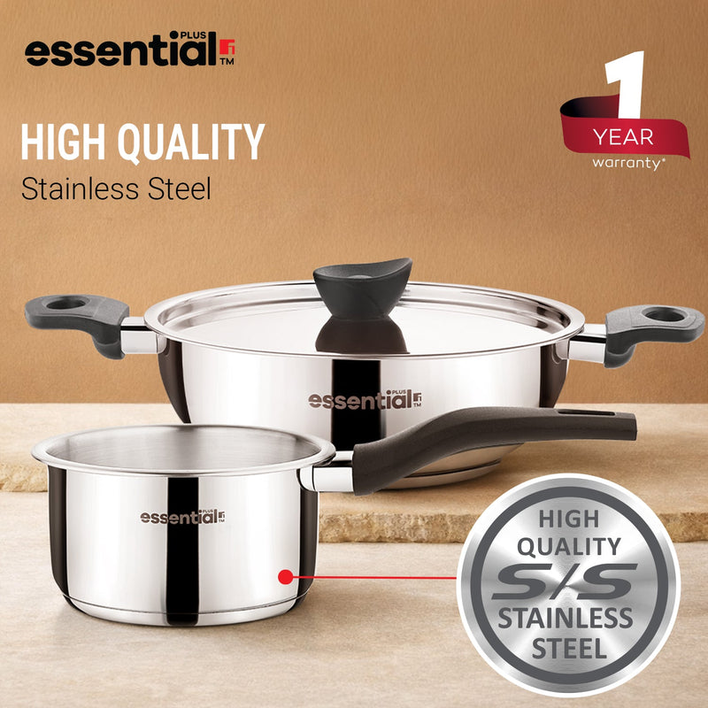 Bergner Essential Plus Stainless Steel 3 Pcs Cookware Set