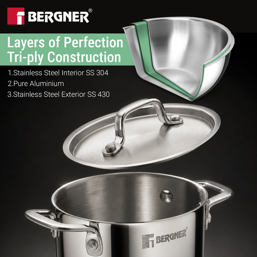 Bergner Junior Chef Triply Casserole with Lid 10cm (400ml)