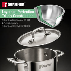 Bergner Junior Chef Triply Casserole with Lid 10cm (400ml)