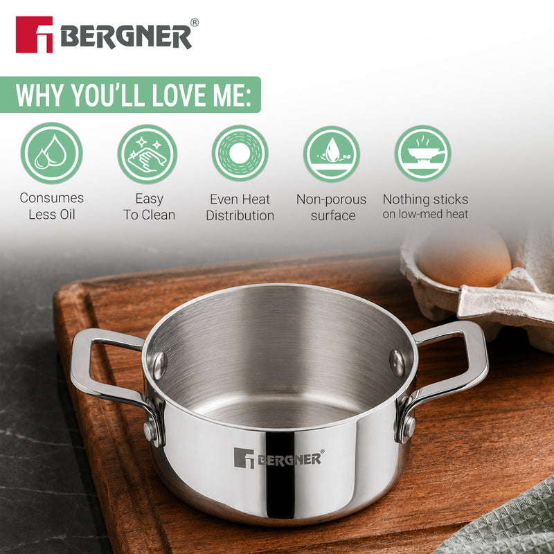 Bergner Junior Chef Triply Casserole with Lid 10cm (400ml)