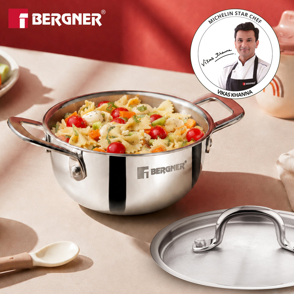 Bergner Junior Chef Triply Kadai with Lid 12cm (500ml)