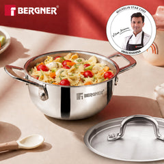 Bergner Junior Chef Triply Kadai with Lid 12cm (500ml)