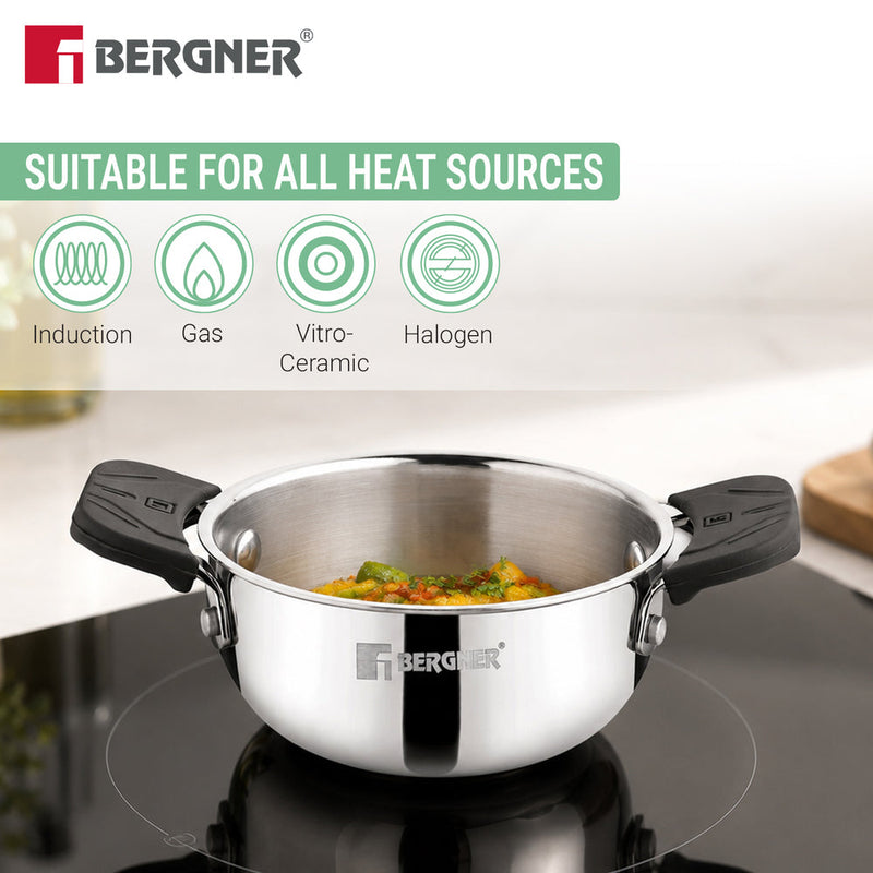 Bergner Junior Chef Triply Kadai with Lid 12cm (500ml)