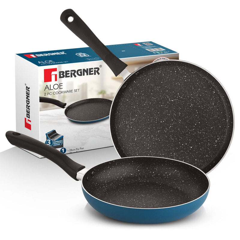 Bergner Aloe Non-Stick Cookware Set 2 Pcs (24cm Frypan + 25cm Tawa)