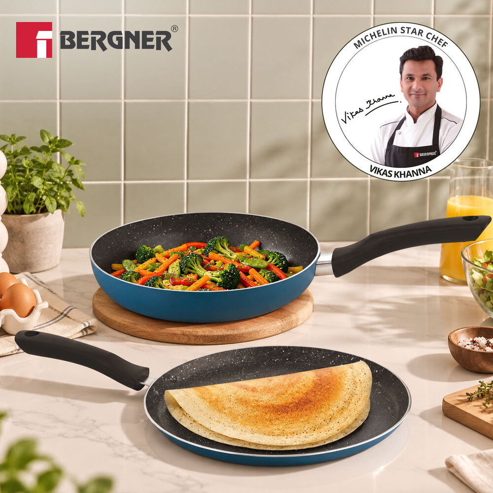 Bergner Aloe Non-Stick Cookware Set 2 Pcs (24cm Frypan + 25cm Tawa)