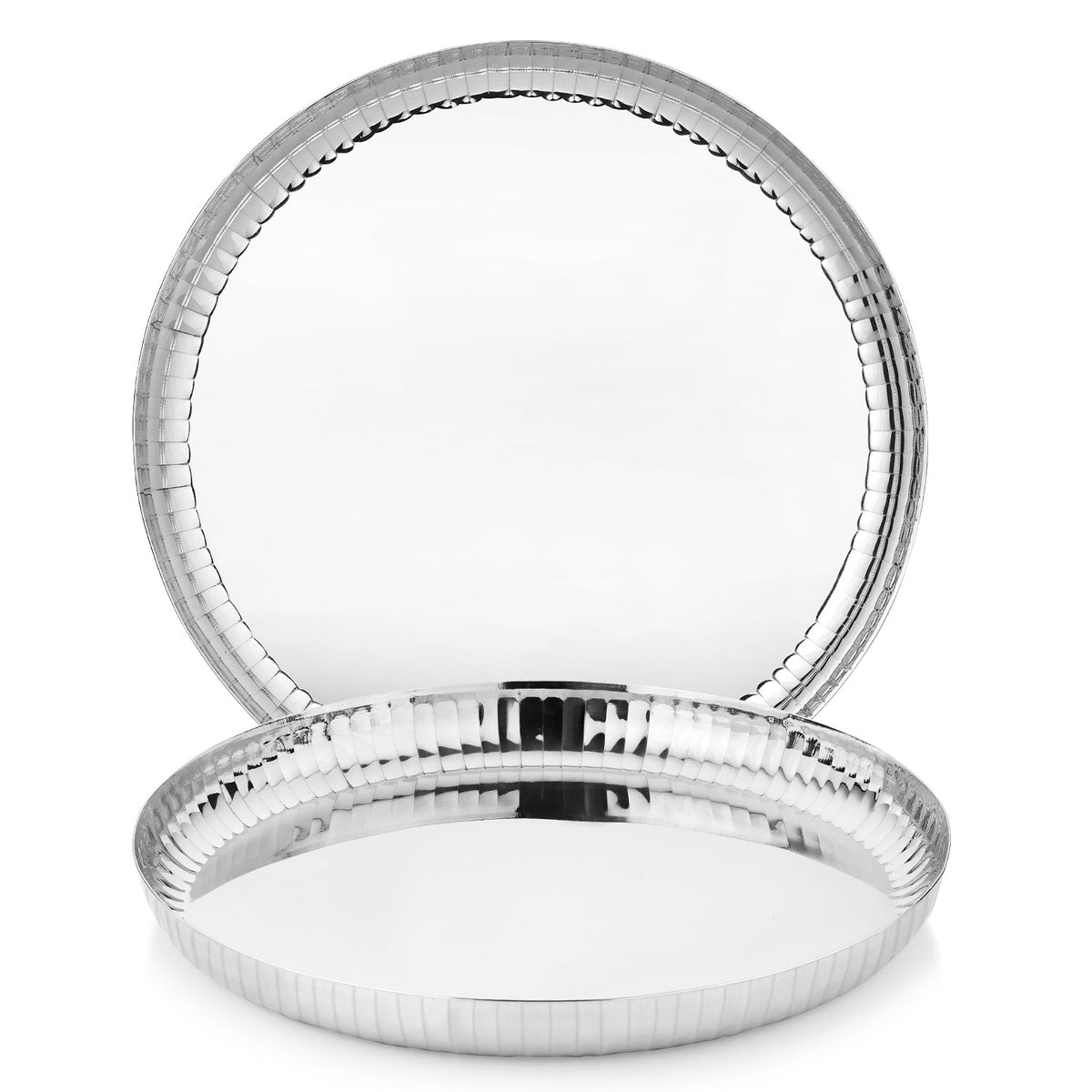 Bergner Signature 304 Stainless Steel Traditional 2 Pcs Dinner Plates (Thali) | Hammered Design