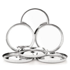 Bergner Signature 304 Stainless Steel Traditional 6 Pcs Dinner Plates, Hammered Design