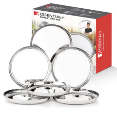 Bergner Signature 304 Stainless Steel Traditional 6 Pcs Dinner Plates, Hammered Design