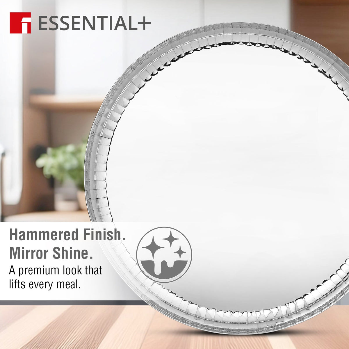 Bergner Signature 304 Stainless Steel Traditional 6 Pcs Dinner Plates, Hammered Design