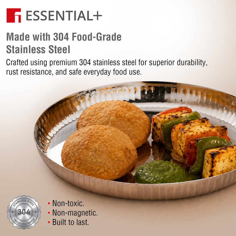 Bergner Signature 304 Stainless Steel Quarter Plates 2 Pcs Set | Hammered Design